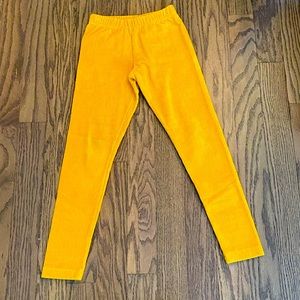 Hanna Andersson, size 8, yellow/gold-ish, ribbed velour leggings, like new